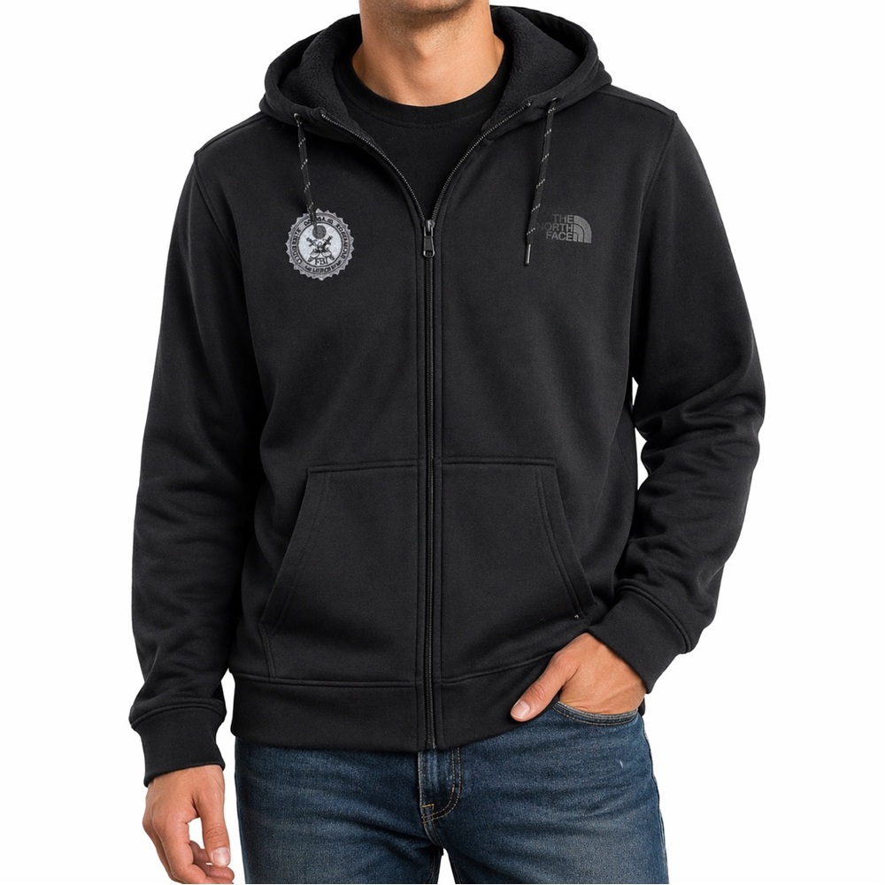 The North Face Mens L Black Full Zip Hoodie FBI Logo Thumb Hole